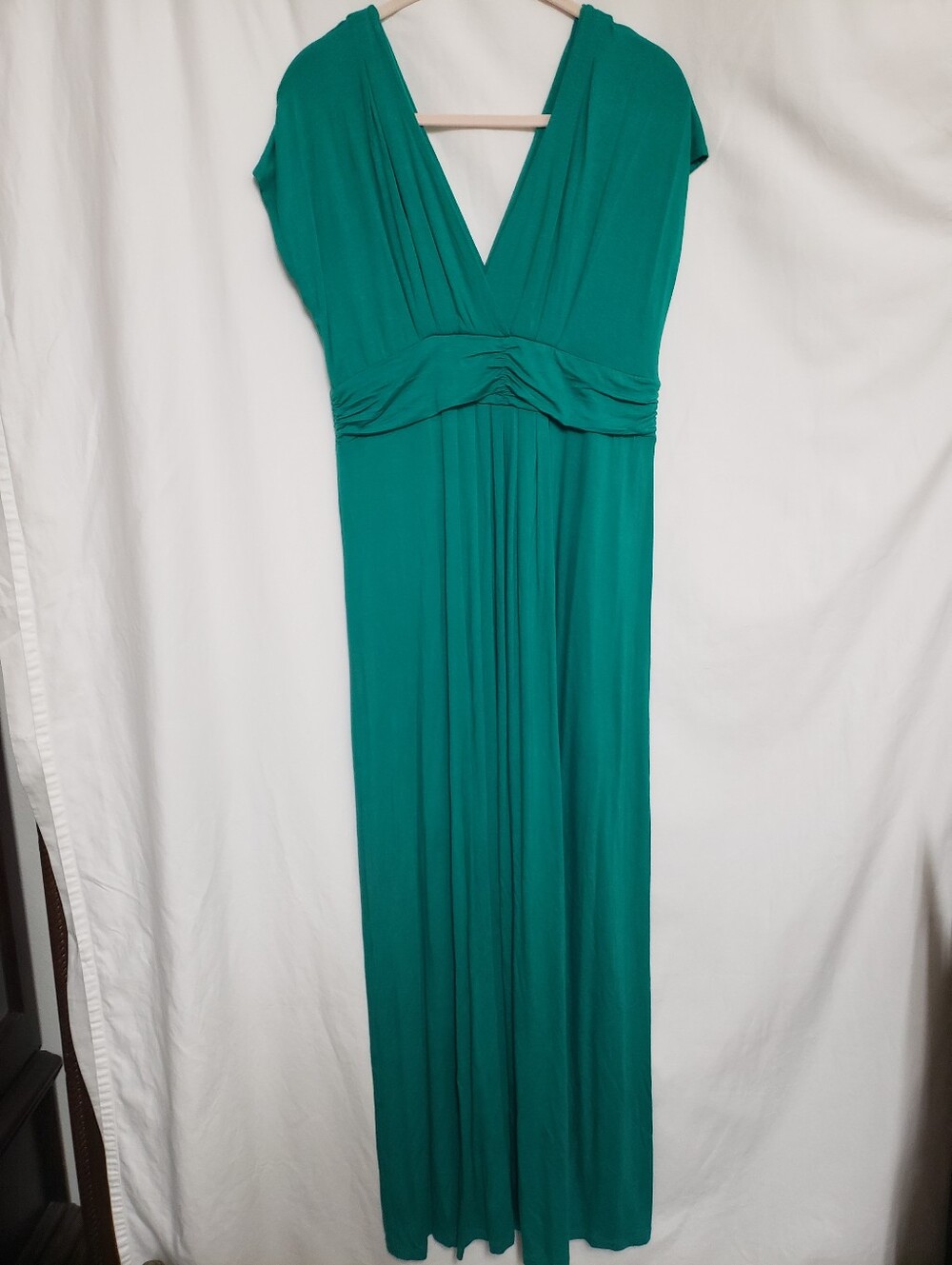 IMAN Teal Green V-Neck Maxi Dress